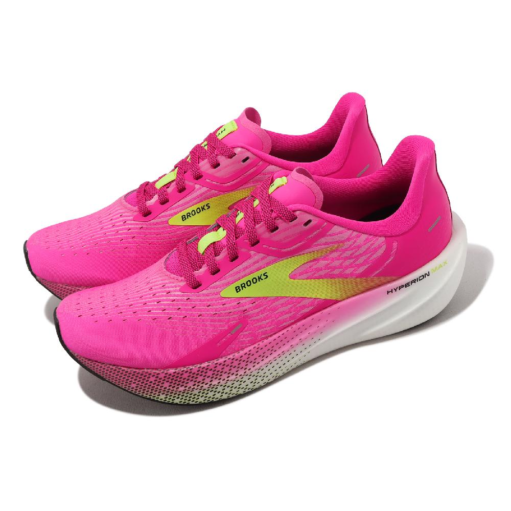 Brooks 布魯克斯 競速跑鞋 Hyperion Max 女鞋 粉紅 螢光黃 氮氣中底 反光 運動鞋 1203771B661