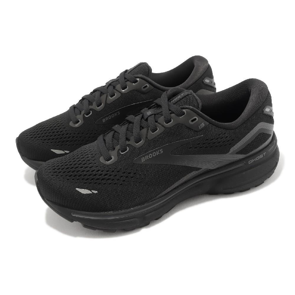 Brooks 慢跑鞋 Ghost 15 D 寬楦 女鞋 黑 全黑 緩震 路跑 馬拉松 運動鞋 魔鬼系列 1203801D020