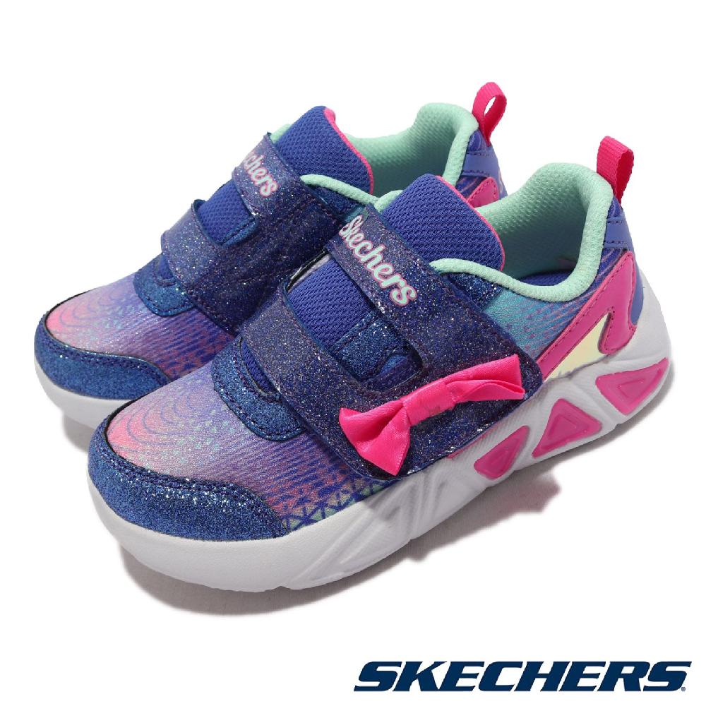 Skechers 休閒鞋 S Lights-Tri-Brights 童鞋 燈鞋 發光 蝴蝶結魔鬼氈 緩衝 中小童 紫 302654-NBLHP