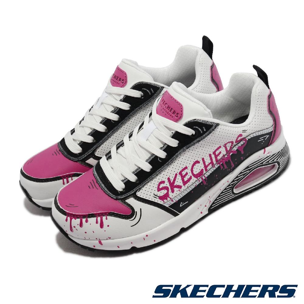 Skechers 休閒鞋 Uno-Drip Dry 女鞋 緩震 絨面革 氣墊 穿搭推薦 白 黑 155365-WBPK