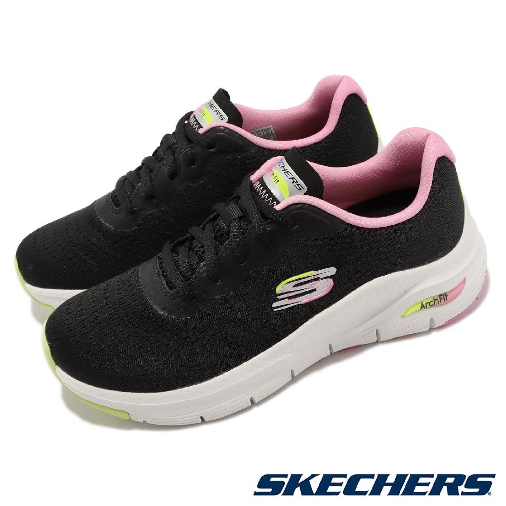 Skechers 休閒鞋 Arch Fit-Infinity Cool Wide 女鞋 黑 螢光粉 支撐 健走 149722WBKMT