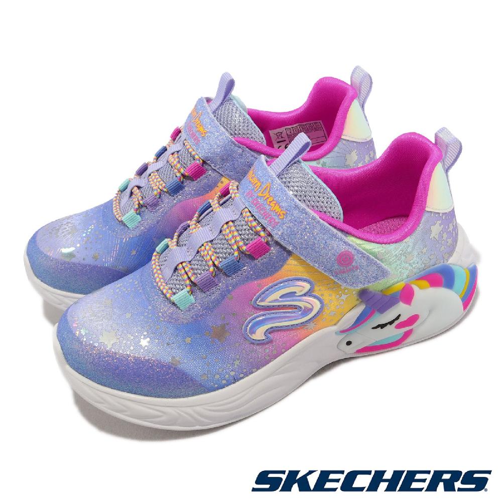Skechers 休閒鞋 S Lights 中童鞋 炫彩 藍紫 漸層 燈鞋 閃燈 獨角獸 亮粉 302311LBLMT