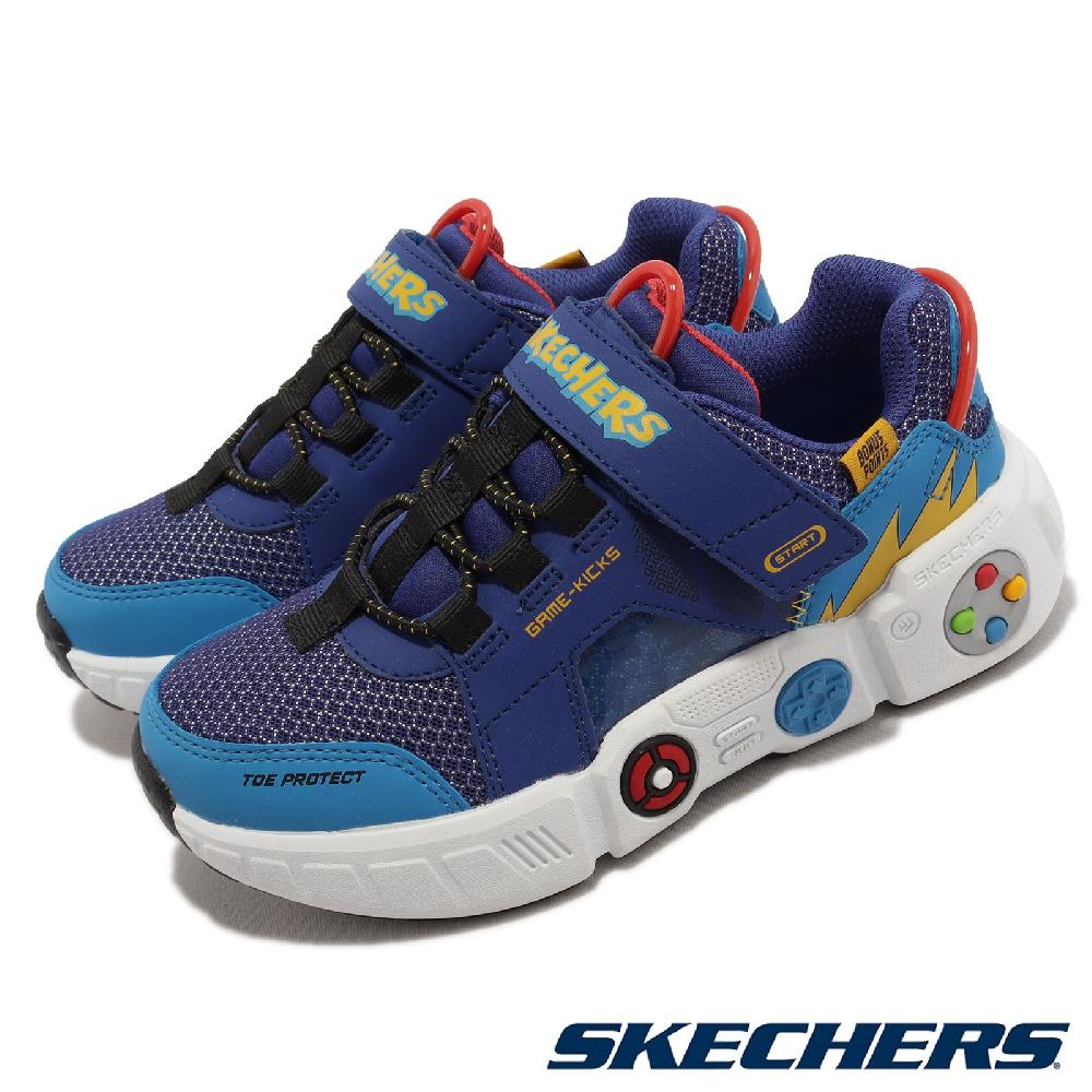 Skechers 休閒鞋 Gametronix 中童鞋 藍紫色 遊戲機 魔鬼氈 記憶鞋墊 402260LRYMT