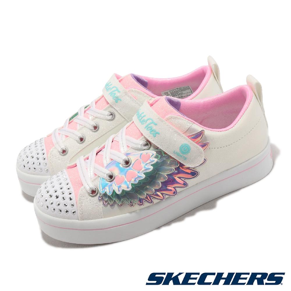 Skechers 燈鞋 S Lights-Twi-Lites 2.0 白 翅膀 童鞋 中童 發光 愛心 低筒 小朋友 314454LWMLT