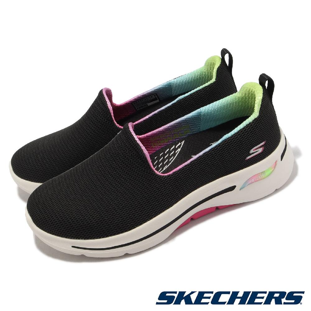 Skechers 休閒鞋 Go Walk Arch Fit-Wild Energy 寬楦 女鞋 黑 健走鞋 瞬穿科技 124867WBKHP