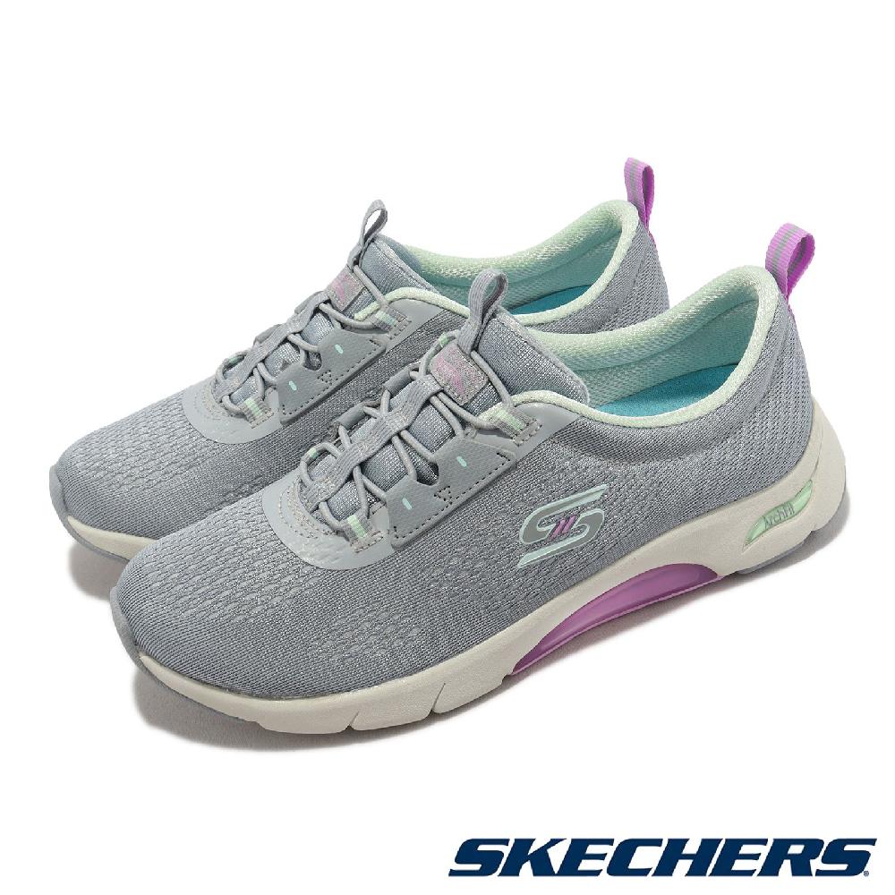 Skechers 休閒鞋 Skech-Air Arch Fit-Mellow 女鞋 灰 紫 套入式 足弓支撐 彈力鞋帶 104254GYAQ
