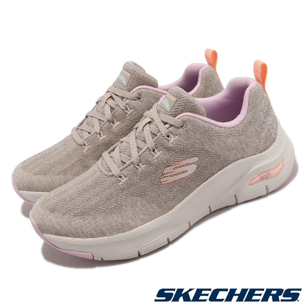 Skechers 休閒鞋 Arch Fit-Comfy Wave 女鞋 灰 粉 針織鞋面 足弓支撐 149414TPMT