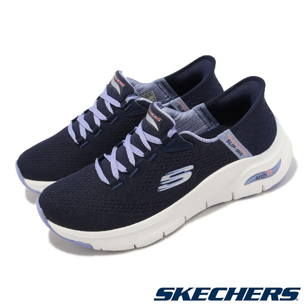 Skechers 斯凱奇 休閒鞋 Arch Fit-Fresh Flare Slip-Ins 女鞋 藍 紫 支撐 套入式 149568NVMT