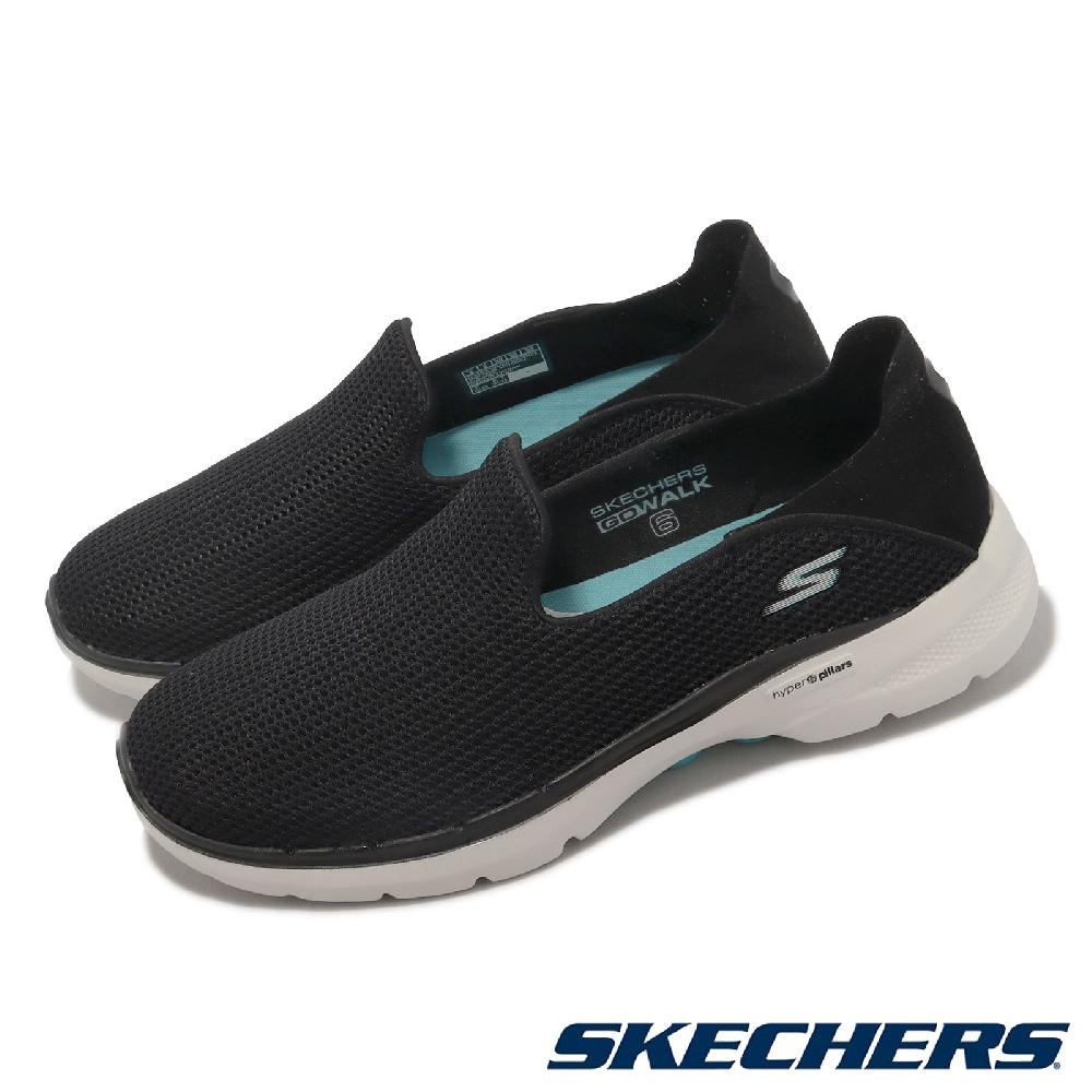 Skechers 斯凱奇 休閒鞋 Go Walk 6-Vivid Motion 女鞋 黑 藍 懶人鞋 健走鞋 套入式 124553BKAQ