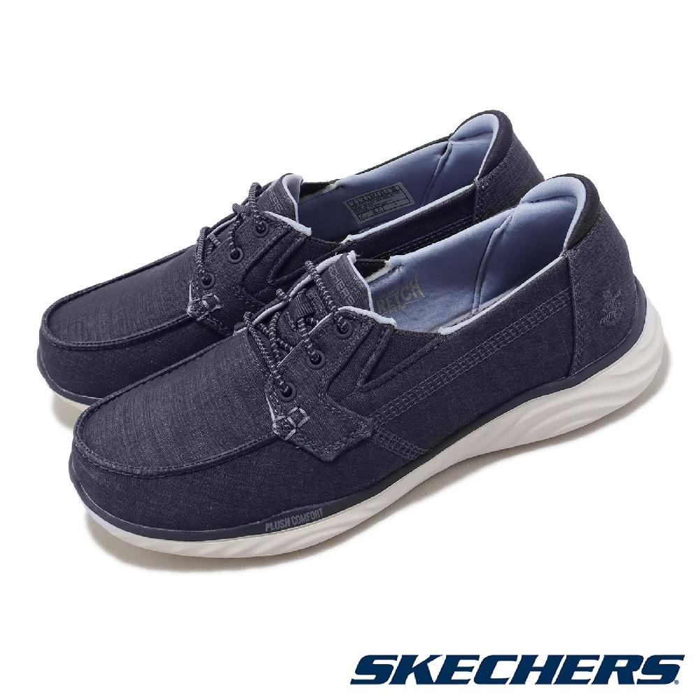 Skechers 斯凱奇 休閒鞋 On-The-Go Ideal-Coastal 女鞋 藍 白 帆船鞋 瑜珈鞋墊 帆布 套入式 137080NVY