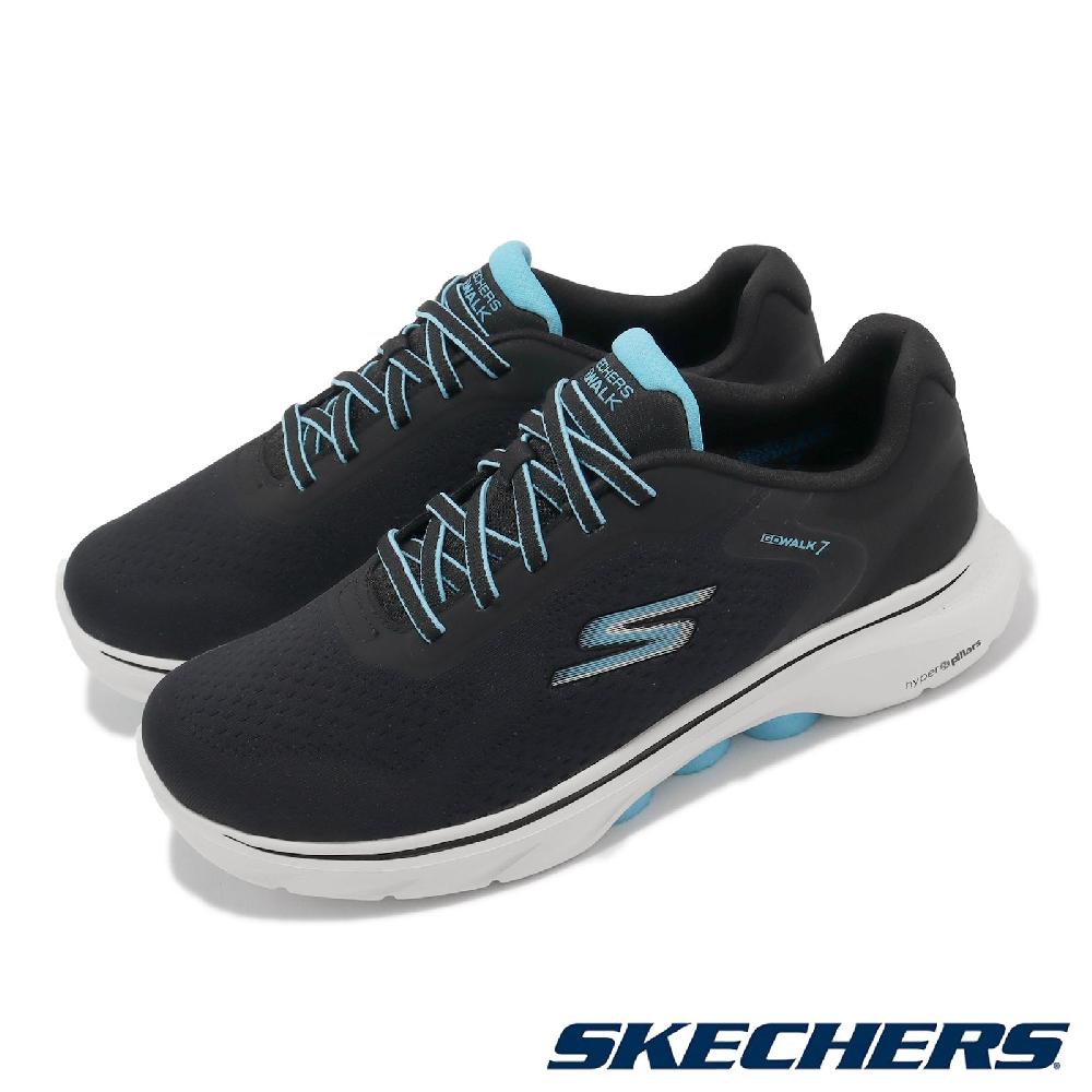 Skechers 斯凱奇 休閒鞋 Go Walk 7-Cosmic Waves 寬楦 女鞋 黑 藍 健走 避震 緩衝 運動鞋 125215WBKTQ