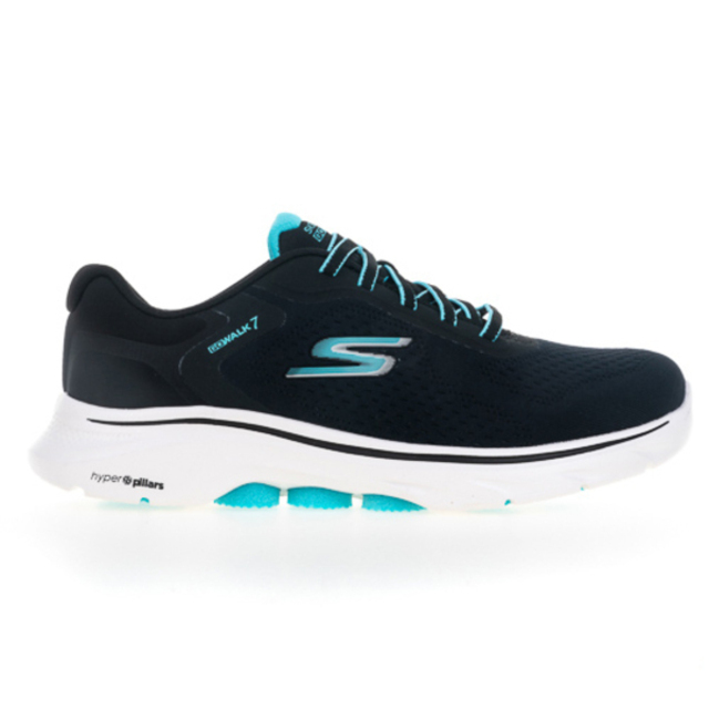 Skechers Go Walk 7 [125215WBKTQ 女 健走鞋 運動 休閒 步行 寬楦 輕量 避震 黑水藍
