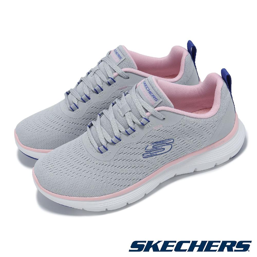 Skechers 斯凱奇 慢跑鞋 Flex Appeal 5.0 女鞋 灰 粉 綁帶 緩衝 透氣 健走 運動鞋 150201GYMT