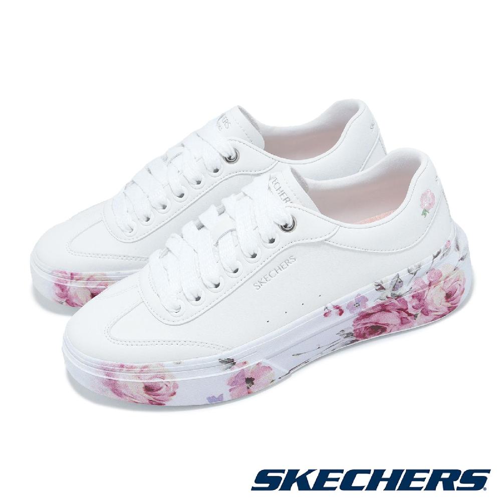 Skechers 斯凱奇 休閒鞋 Cordova Classic-Painted Florals 女鞋 白 紅 印花 厚底 185062WHT