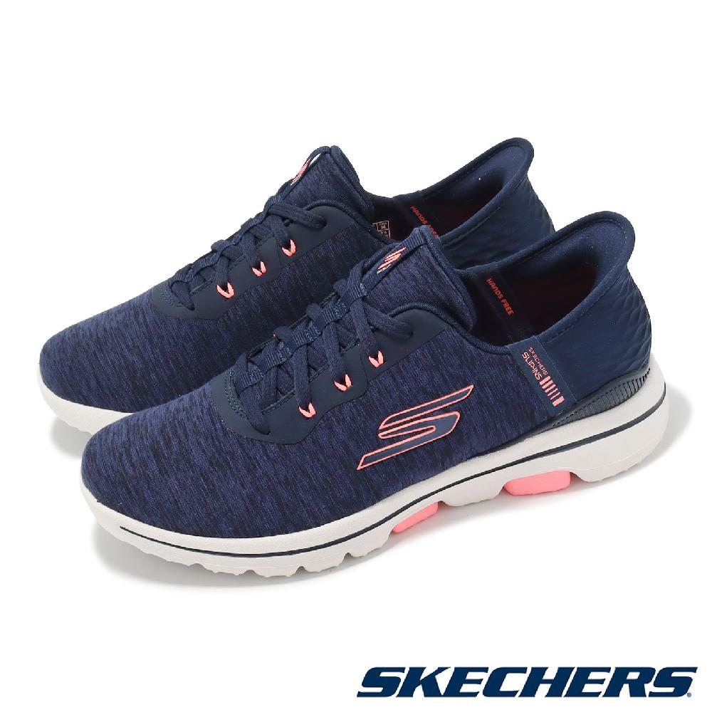 Skechers 斯凱奇 高爾夫球鞋 Go Golf Walk 5-Slip Ins 女鞋 藍 粉 套入式 防水 避震 運動鞋 123085NVPK