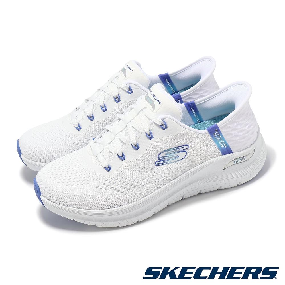 Skechers 斯凱奇 休閒鞋 Arch Fit 2.0-Easy Chic Slip-Ins 女鞋 白 藍 厚底 套入式 150066WWBL