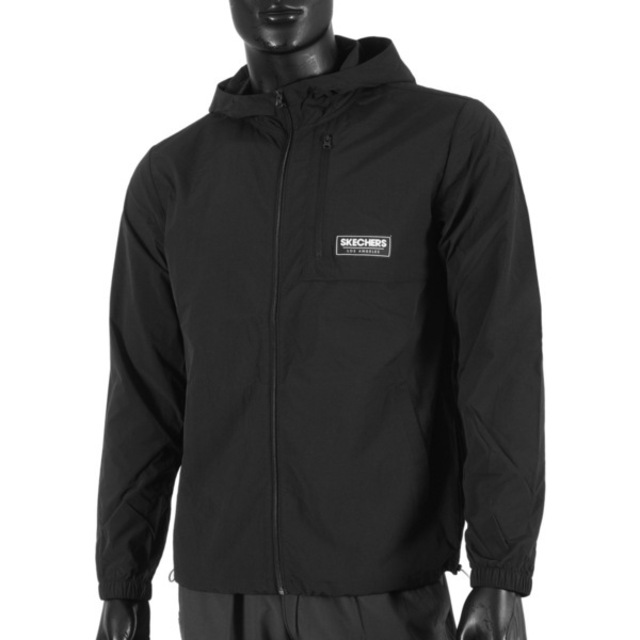 Skechers [L321M072-0018 男 外套 連帽風衣 立領 薄款 輕便 秋季 休閒 舒適 黑