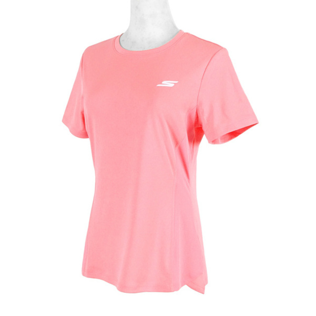 Skechers Shirts [P221W001-00KA 女 T恤 短袖 棉質 舒適 吸溼 排汗 透氣 粉橘