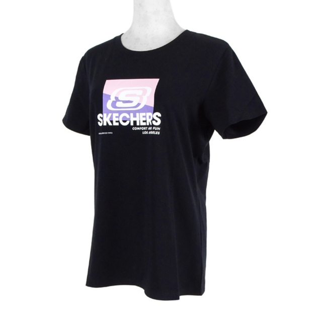 Skechers Shirts [L221W002-0018 女 T恤 短袖 棉質 舒適 休閒 黑
