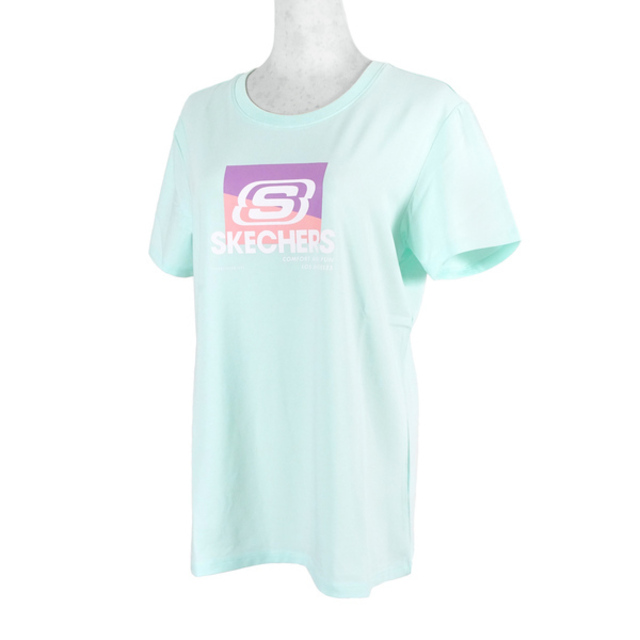 Skechers Shirts [L221W002-0146 女 T恤 短袖 棉質 舒適 休閒 淺綠