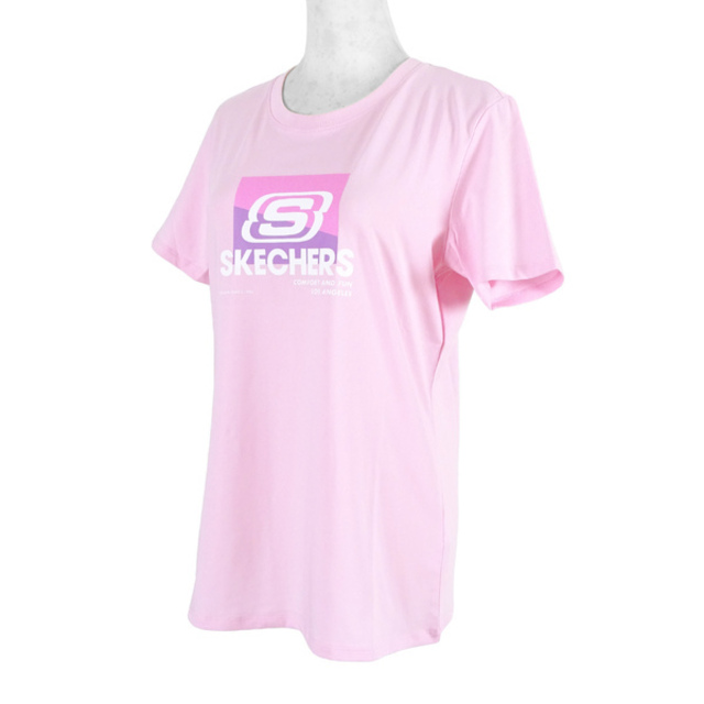 Skechers Shirts [L221W002-013W 女 T恤 短袖 棉質 舒適 休閒 粉紅