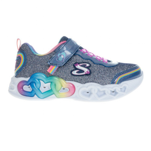 Skechers Infinite Heart Lights [303751LNVMT 中童 女童 休閒鞋 燈鞋 深藍