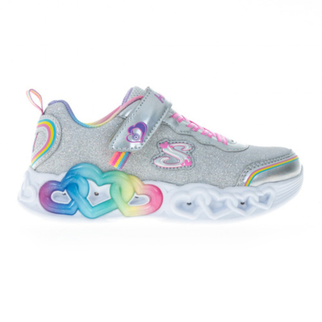 Skechers Infinite Heart Lights [303751LSMLT 中童 女童 休閒鞋 燈鞋 銀彩