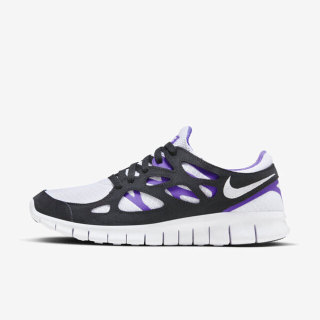 Nike Free Run 2 [537732-103 男 慢跑鞋 運動 路跑 赤足 襪套 緩震 柔軟 輕量 白黑紫