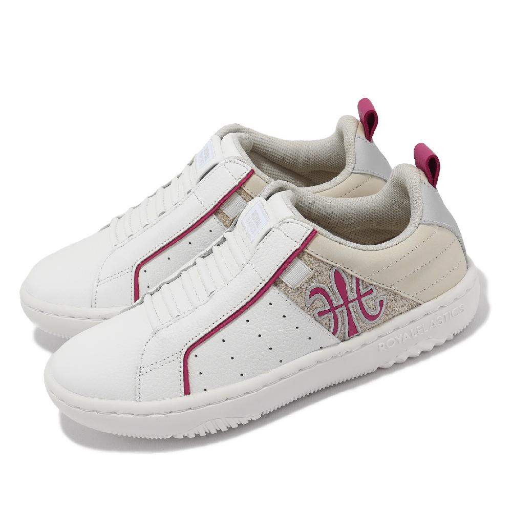 Royal Elastics 洛雅 休閒鞋 Icon 2.0 女鞋 米白 莓紅 真皮 回彈 無鞋帶 獨家彈力帶 經典 96533001