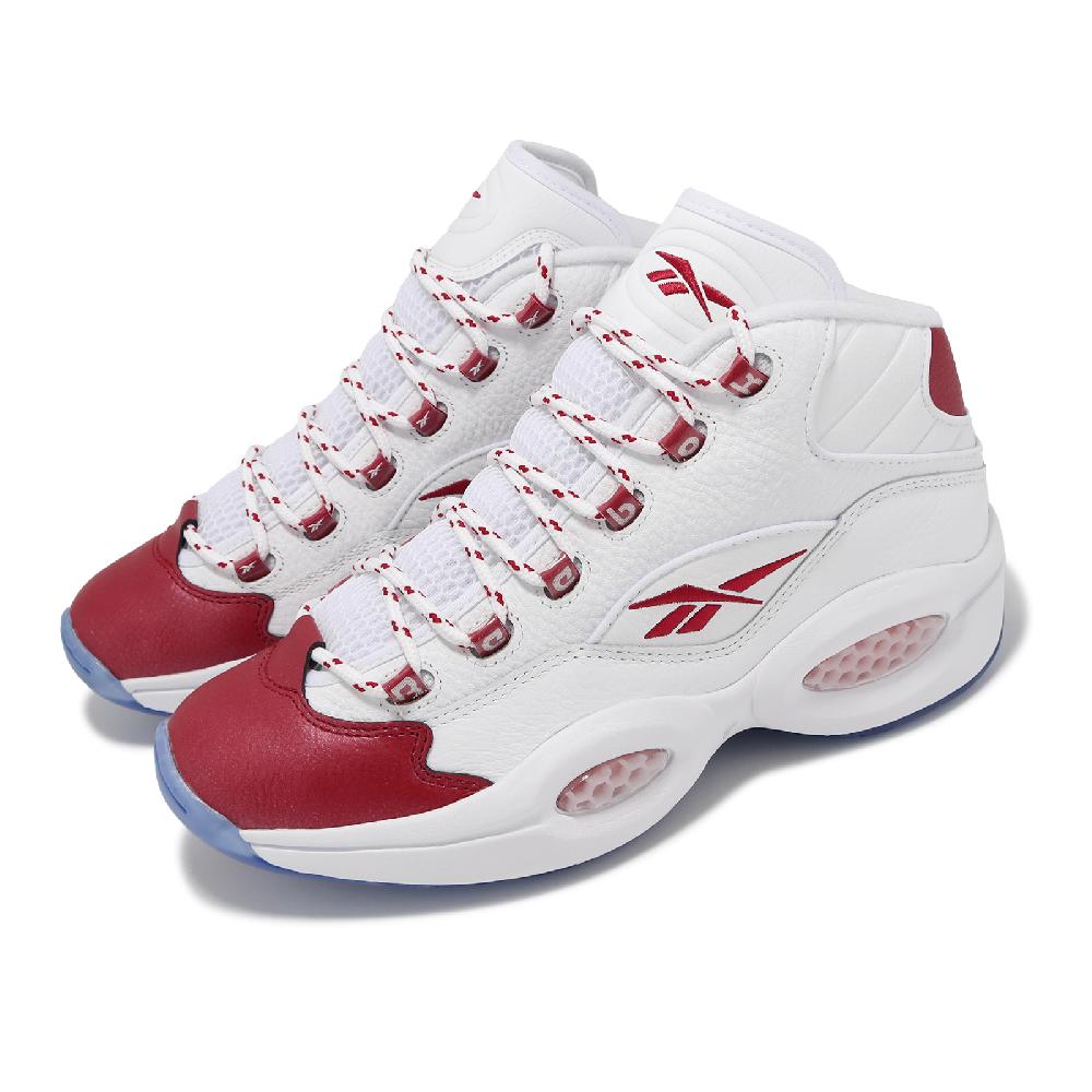 Reebok 銳跑 籃球鞋 Question Mid 男鞋 白 紅 緩震 輕量 皮革 Iverson 運動鞋 100074721