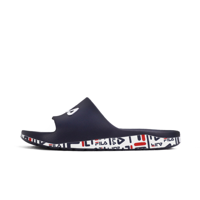 Fila Sleek Slide Premium [4-S324X-331 男女 拖鞋 滿版字底 防水 海灘 深藍