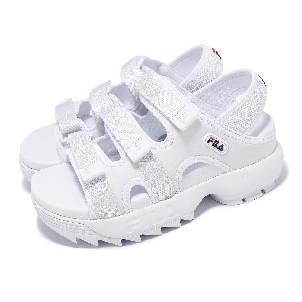 Fila 斐樂 涼拖鞋 Disruptor SD Puffy 女鞋 白 尼龍 魔鬼氈 厚底 涼鞋 5S138Y125