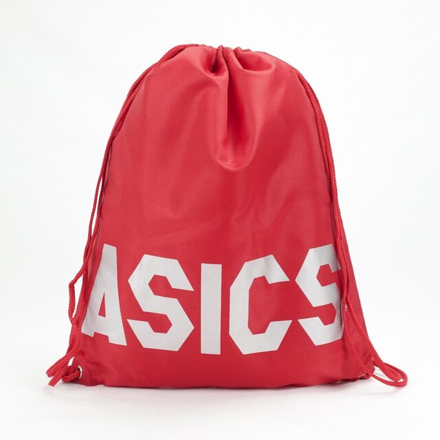 Asics [TWB075-23 健身袋 束口袋 收納袋 鞋袋 運動 休閒 輕便 耐用 耐髒 亞瑟士 紅銀