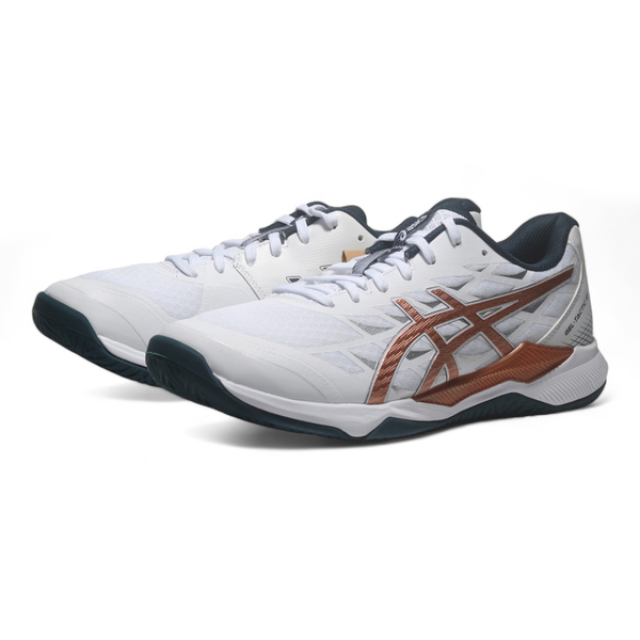ASICS 排球鞋 GEL-TACTIC 12 白 古銅金 寬楦 羽排鞋 男 1073A071101