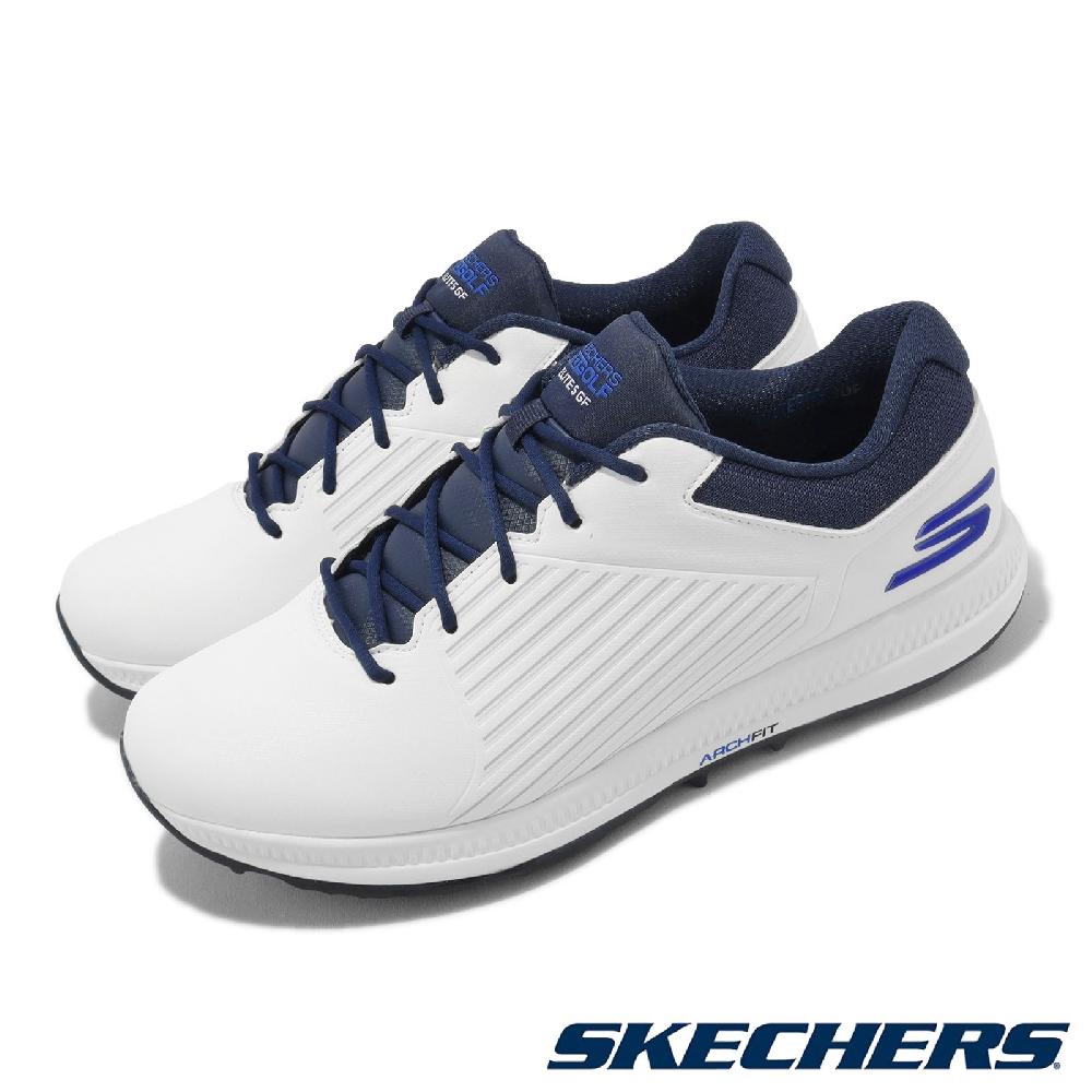 Skechers 高爾夫球鞋 Go Golf Elite-5 GF 男鞋 白 藍 防潑水 緩衝 高球 214065WNVB