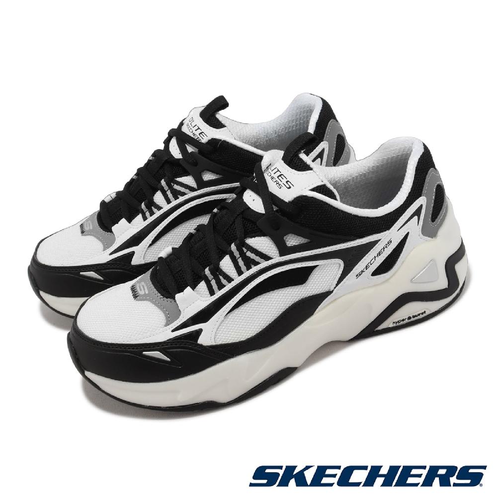 Skechers 斯凱奇 休閒鞋 D Lites Hyper Burst 男鞋 黑 白 老爹鞋 固特異橡膠大底 記憶鞋墊 232426WBK