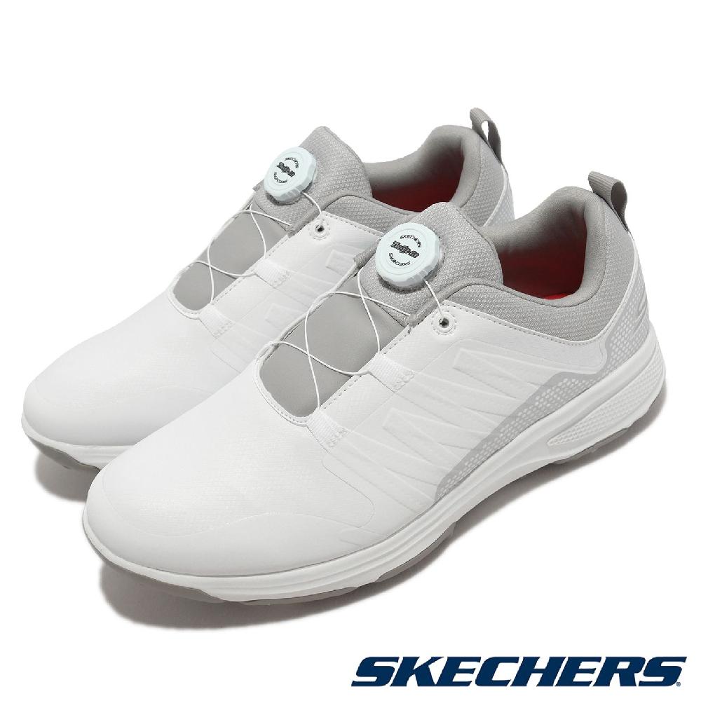 Skechers 高爾夫球鞋 Torque-Twist 男鞋 白 灰 防水鞋面 可拆式鞋釘 旋鈕鞋帶 高球 54551WGRY