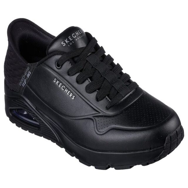Skechers Uno [183005BBK 男 休閒鞋 運動 健走 氣墊 緩震 支撐 瞬穿舒適科技 皮革 全黑