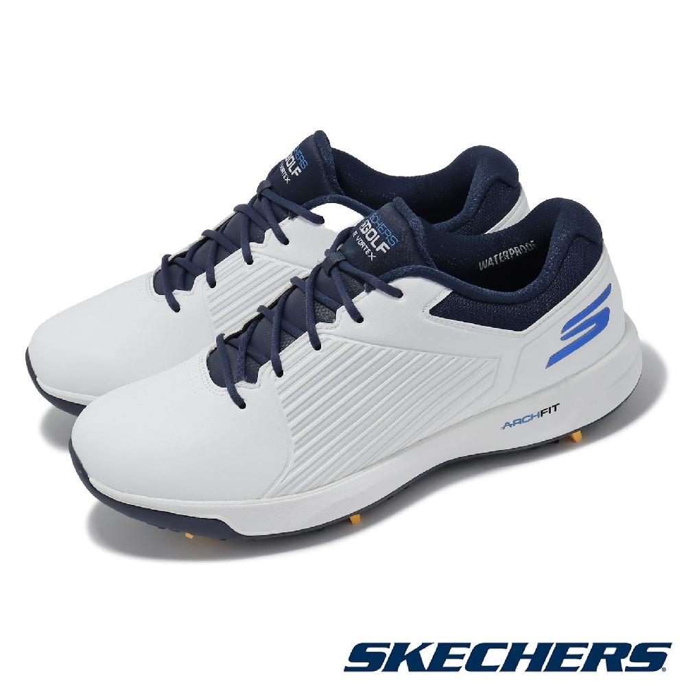 Skechers 斯凱奇 高爾夫球鞋 Go Golf Elite Vortex 男鞋 白 藍 防水 避震 輕量 抓地 運動鞋 214064WNVB
