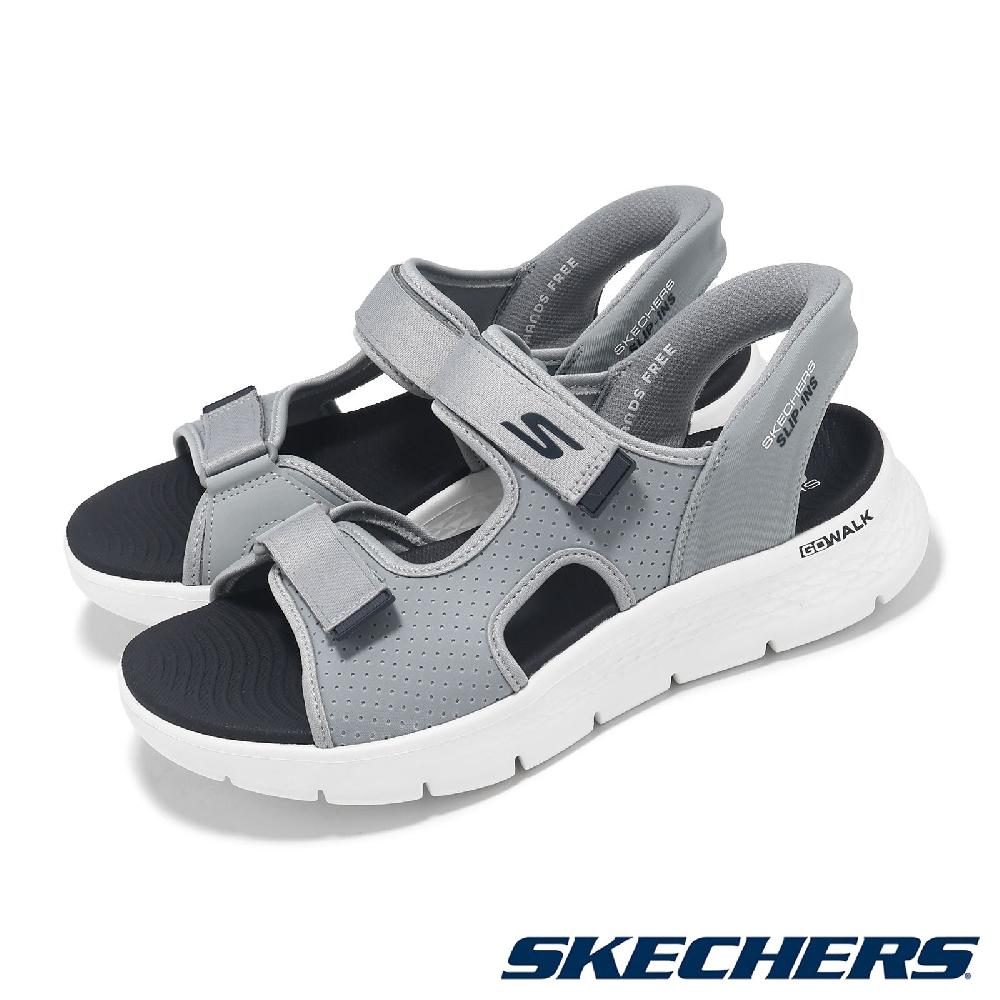 Skechers 斯凱奇 涼鞋 Go Walk Flex Sandal-Easy Entry 男鞋 灰 藍 避震 涼拖鞋 229210GYNV