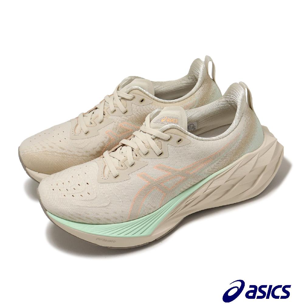 Asics 亞瑟士 慢跑鞋 Novablast 4 寬楦 女鞋 燕麥奶 綠 回彈 再生材質 長距離 運動鞋 1012B704250