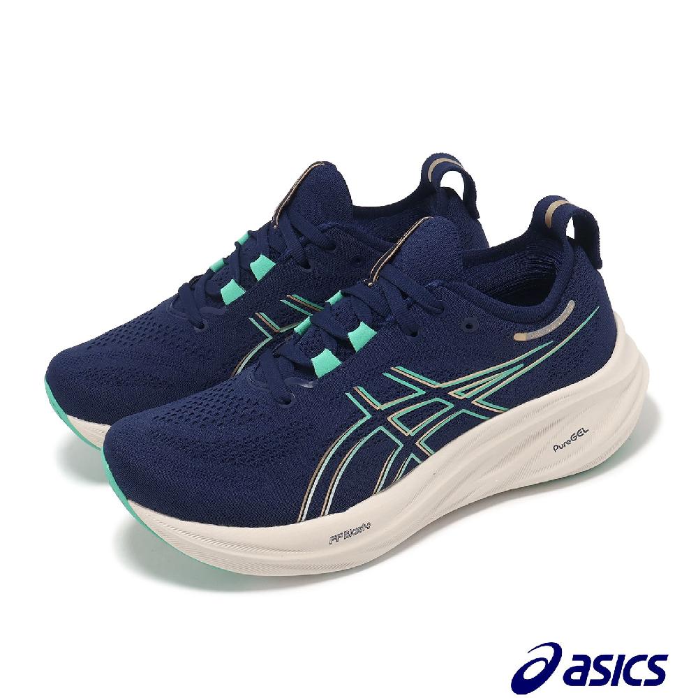 Asics 亞瑟士 慢跑鞋 GEL-Nimbus 26 D 女鞋 寬楦 藍 綠 緩衝 厚底 針織 運動鞋 1012B602400