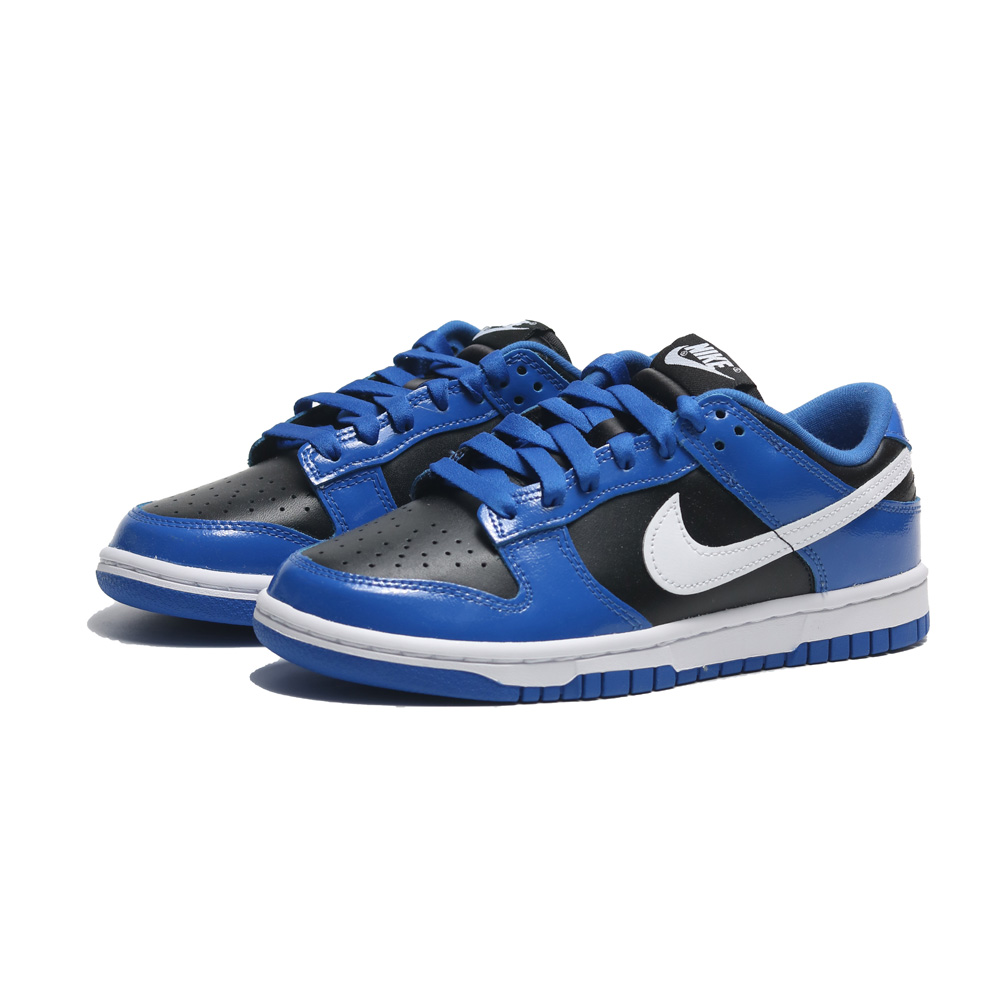 NIKE 休閒鞋 DUNK LOW GAME ROYAL 黑藍 白勾 皮革 女 DQ7576-400