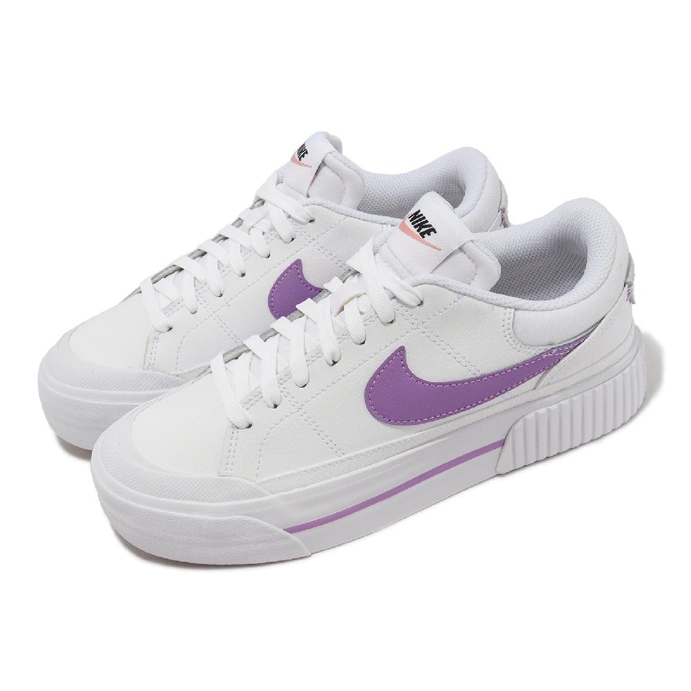 Nike 耐吉 休閒鞋 Wmns Court Legacy Lift 女鞋 白 紫 皮革 厚底 增高 復古 縫線 DM7590-103