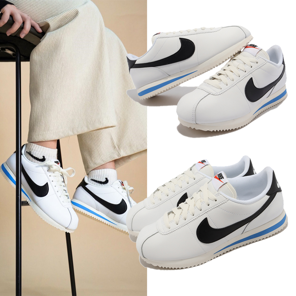 Nike 耐吉 休閒鞋 Wmns Cortez 女鞋 男鞋 白 藍 阿甘鞋 皮革 基本款 運動鞋 DN1791-100