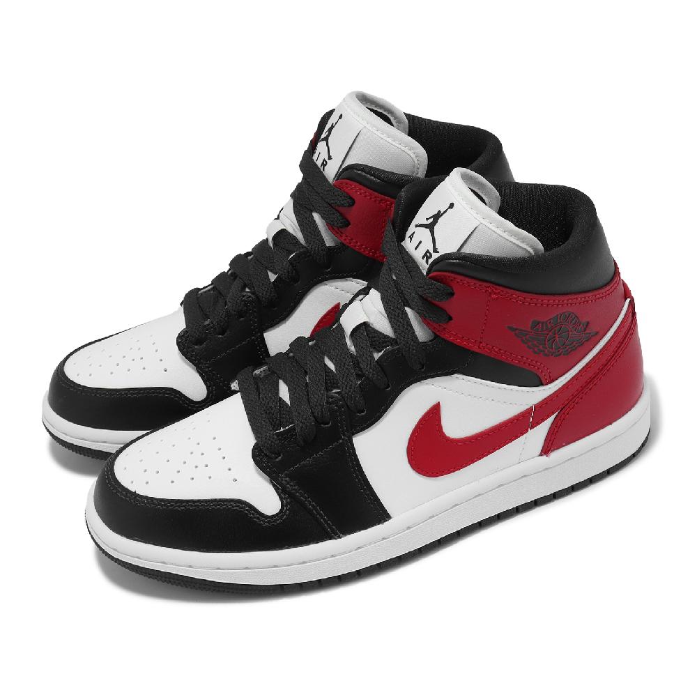 Nike 耐吉 休閒鞋 Wmns Air Jordan 1 Mid 女鞋 男鞋 白 紅 AJ1 一代 黑頭 BQ6472-160