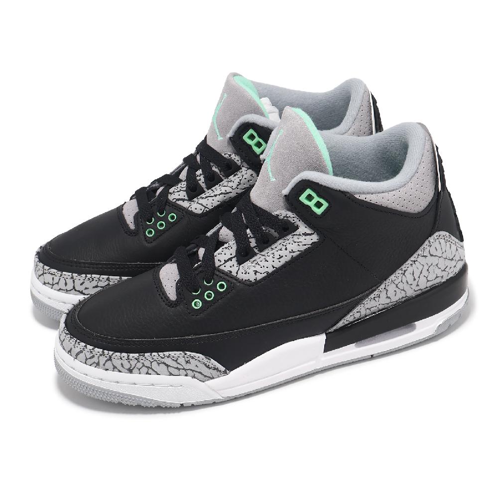 Nike 耐吉 Air Jordan 3 Retro GS Green Glow 大童 女鞋 3代 黑 綠 爆裂紋 DM0967-031