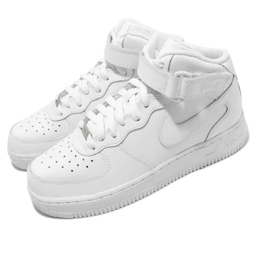 Nike 耐吉 休閒鞋 Air Force 1 Mid LE GS 大童 女鞋 白 全白 AF1 中筒 DH2933-111