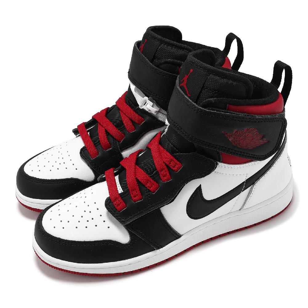 Nike 耐吉 休閒鞋 Air Jordan 1 HI Flyease GS 大童 女鞋 白 紅 魔鬼氈 AJ1 DC7986-106