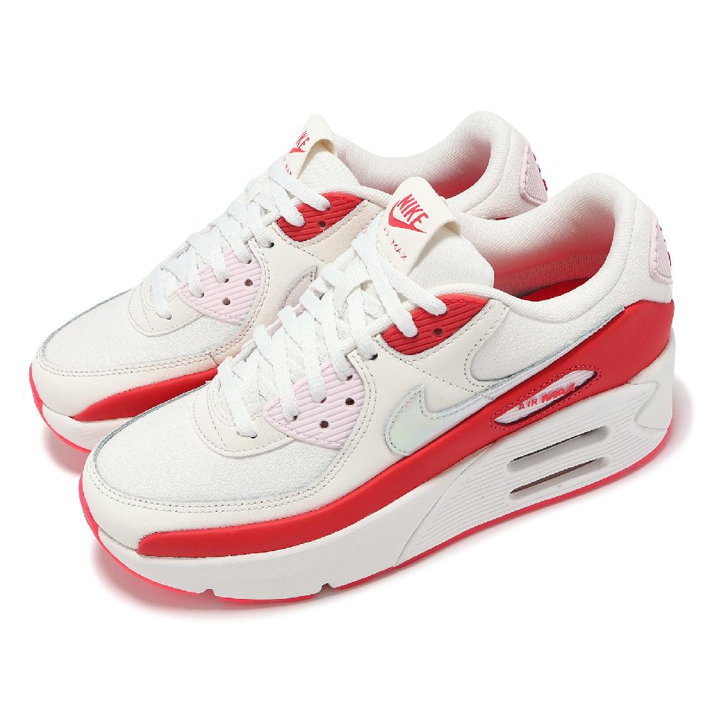 Nike 耐吉 休閒鞋 Air Max 90 LV8 女鞋 米白 紅 螢光粉 厚底 增高 氣墊 HF5073-133